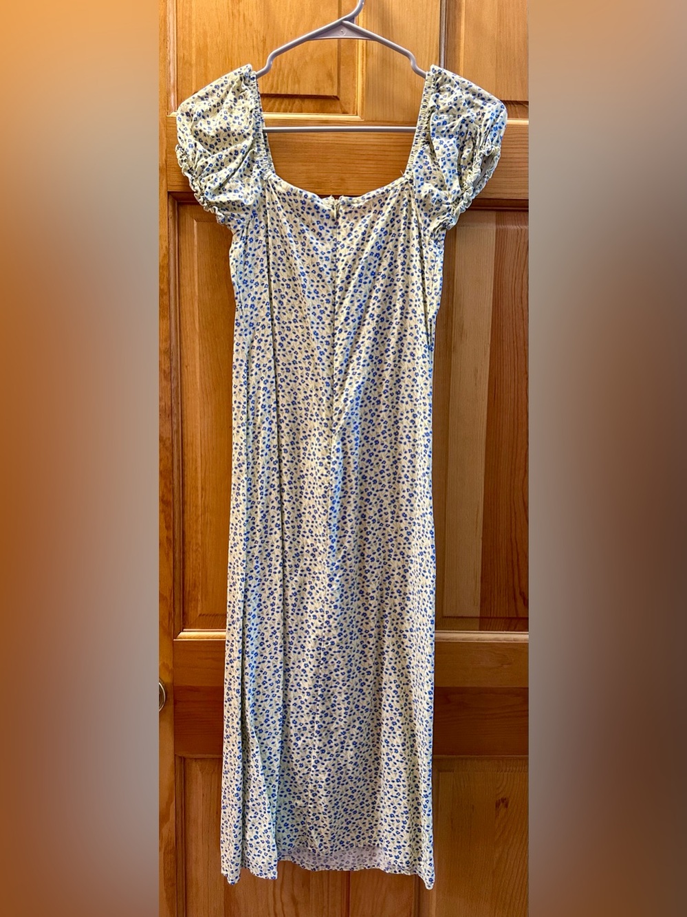 No Boundaries Cream Dress with Blue Floral Print - Picture 2 of 4